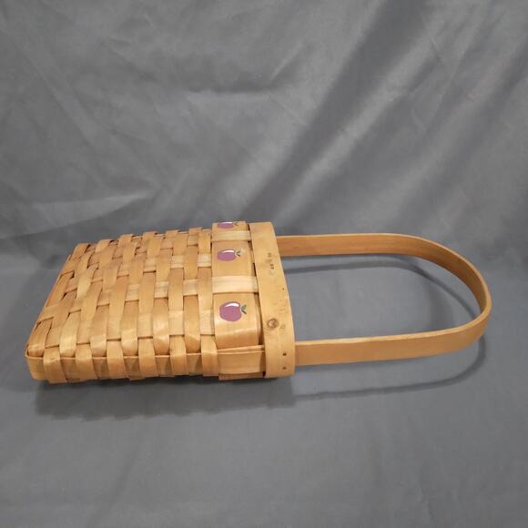 Split Wood Woven Basket wPainted Apples, Longaberger Style Small Hanging Basket - Picture 5 of 10